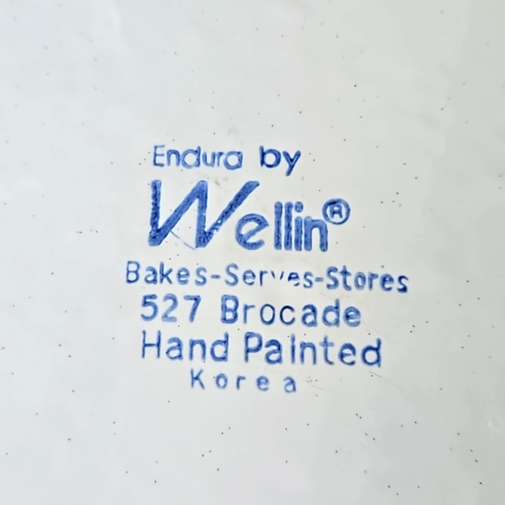 Korean Embossed 2p Stoneware Serving Bowl & Platter Set - Wellin Brocade Pattern - Picture 7 of 12